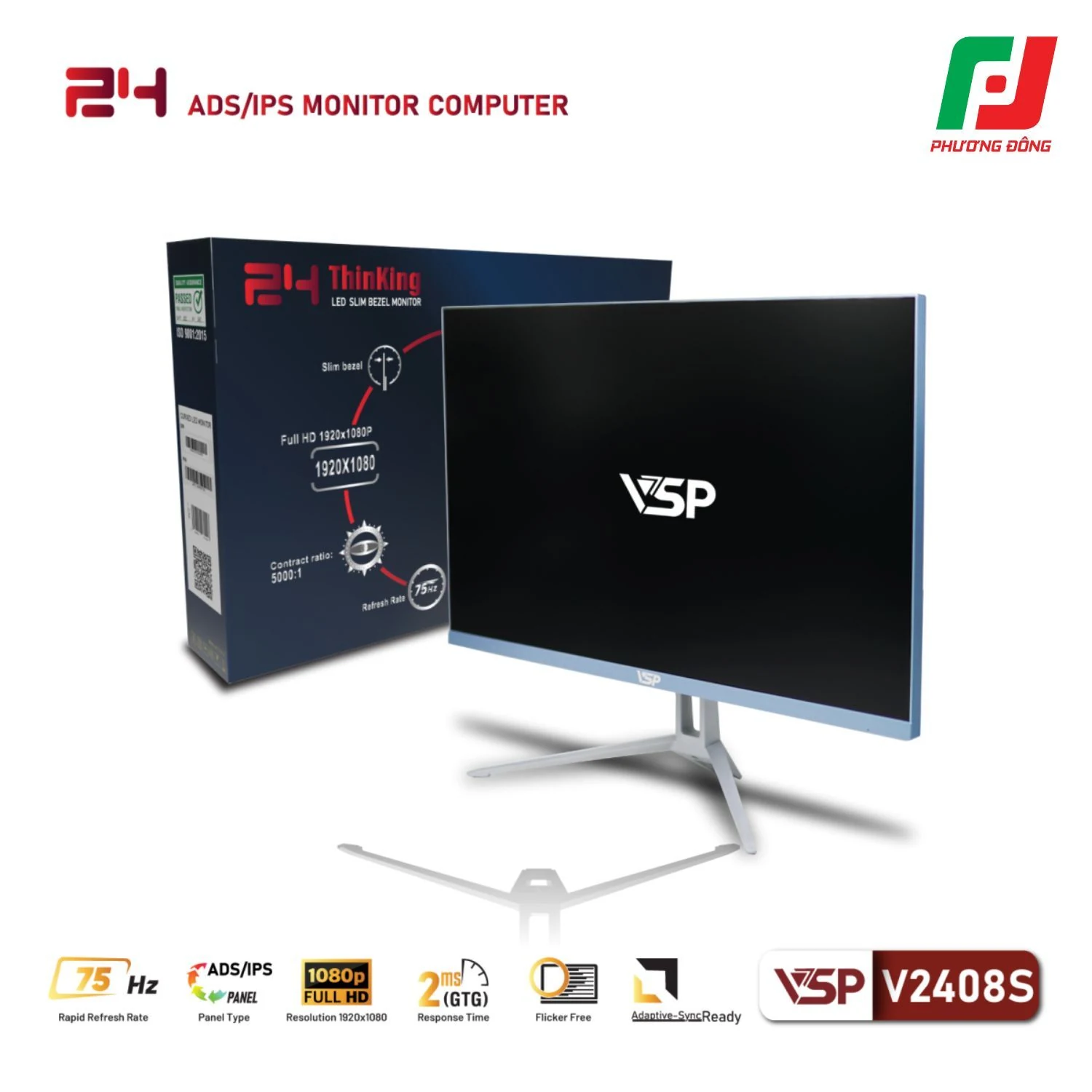 Màn hình VSP V2408S Black - 23,8 inch - FHD - ADS IPS - 100HZ - New