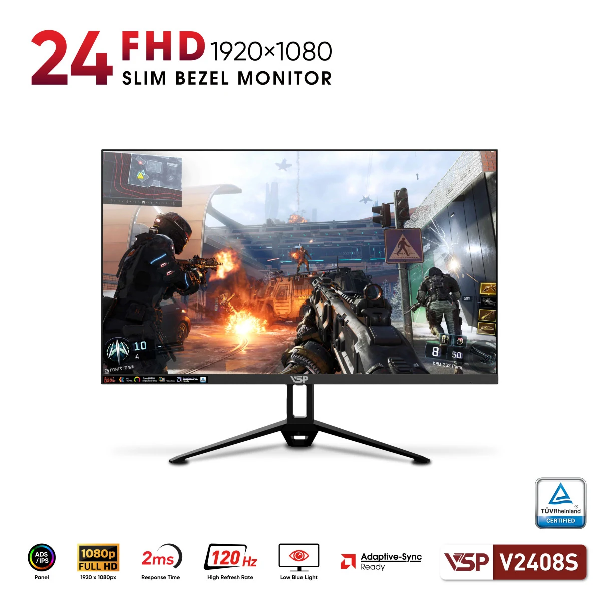Màn hình VSP V2408S Black - 23,8 inch - FHD - ADS IPS - 120HZ - New