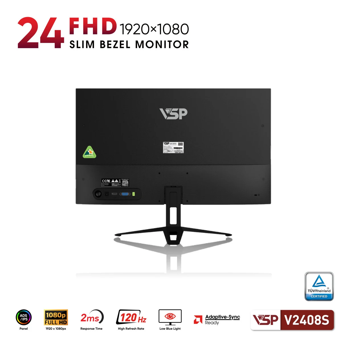 Màn hình VSP V2408S Black - 23,8 inch - FHD - ADS IPS - 120HZ - New