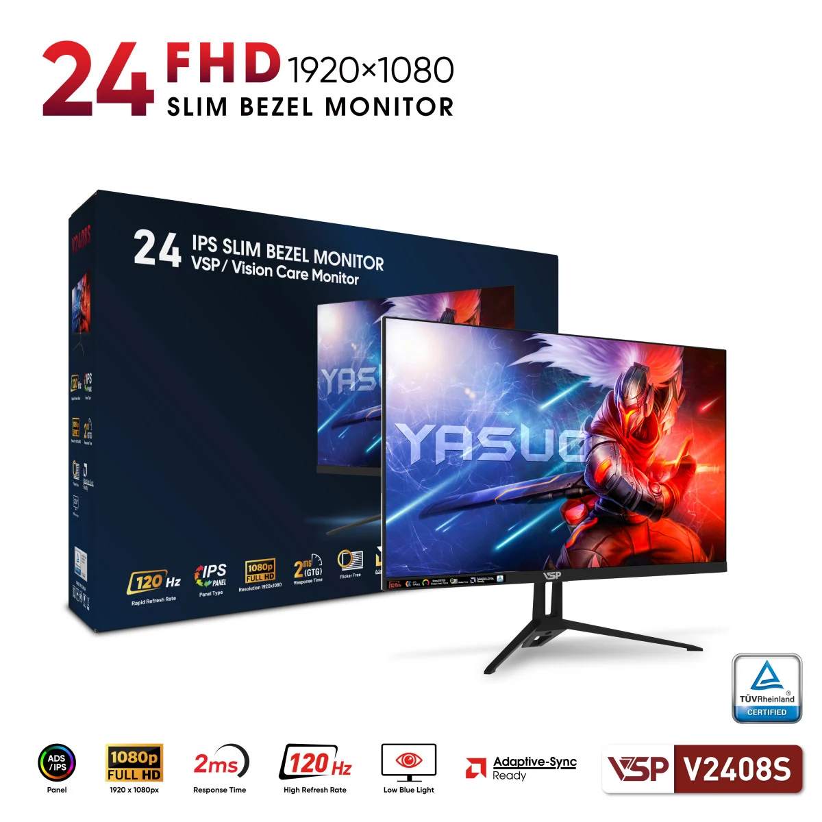 Màn hình VSP V2408S Black - 23,8 inch - FHD - ADS IPS - 120HZ - New