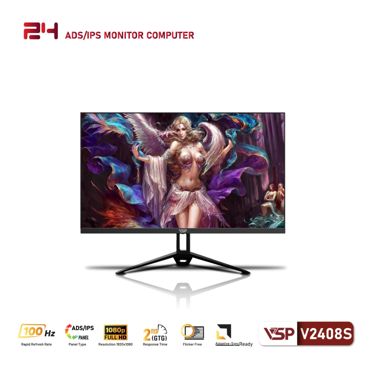 Màn hình VSP V2408S Black - 23,8 inch - FHD - ADS IPS - 120HZ - New