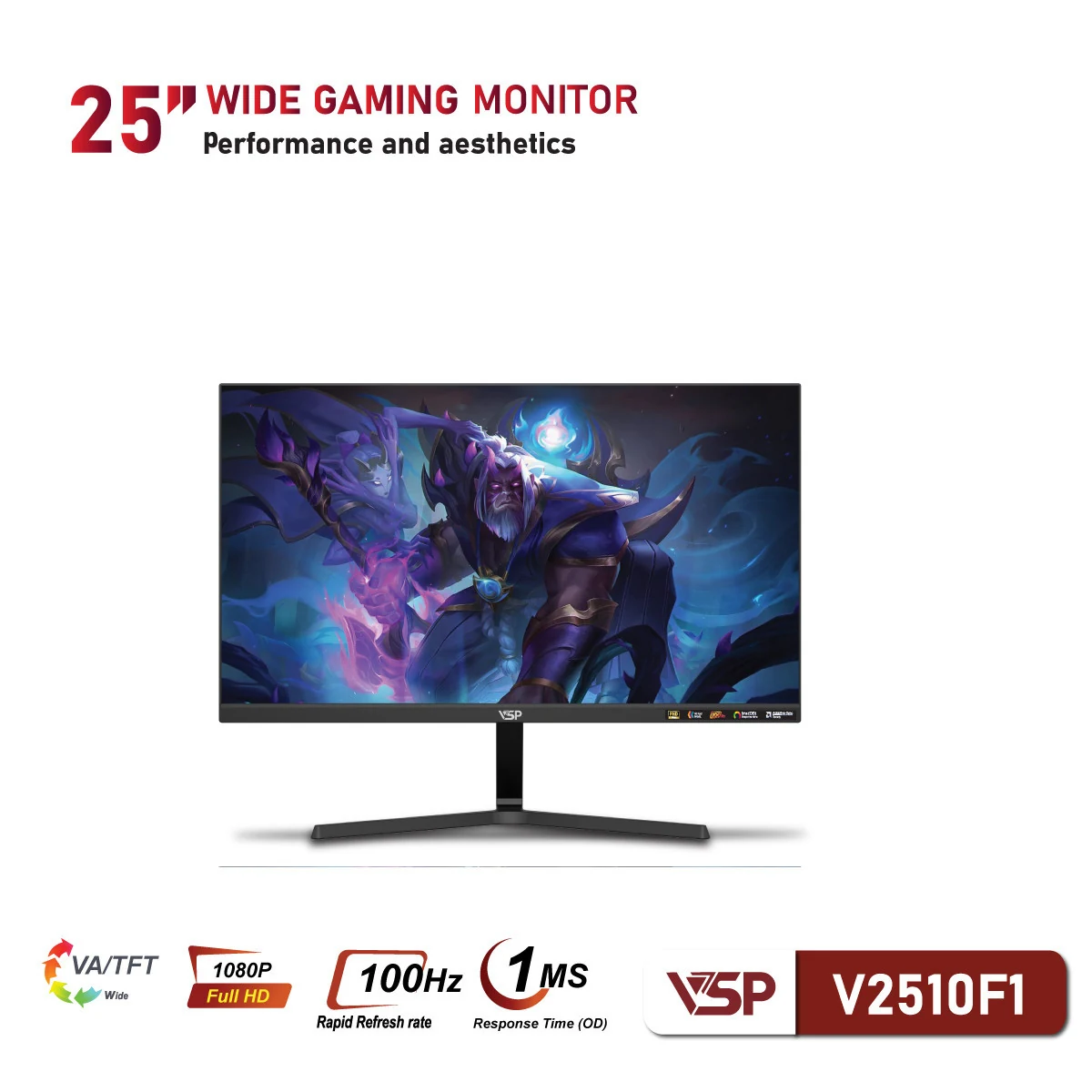 Màn hình VSP V2510F1 Black - 24,5 inch - FHD - VA - 100HZ - New