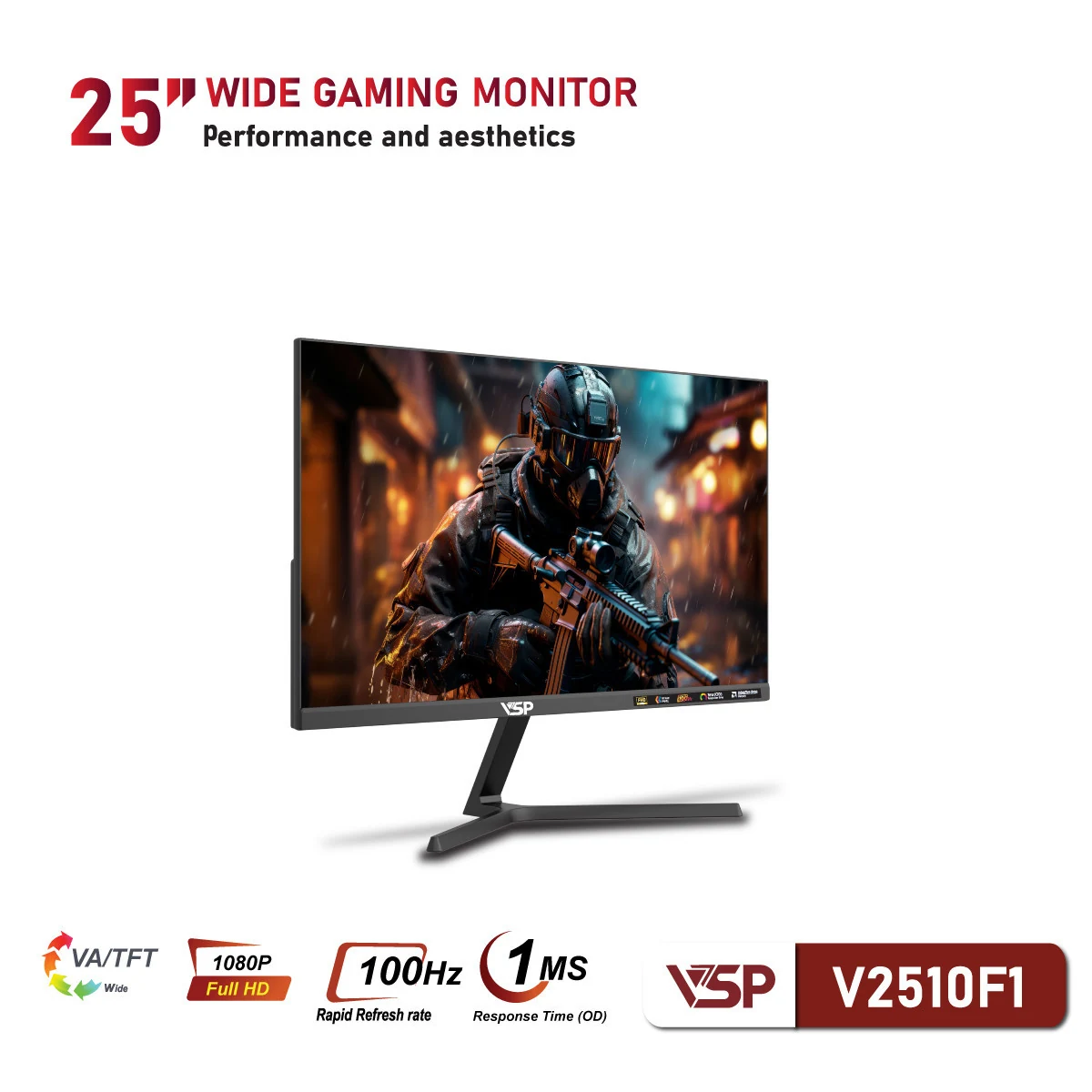 Màn hình VSP V2510F1 Black - 24,5 inch - FHD - VA - 100HZ - New