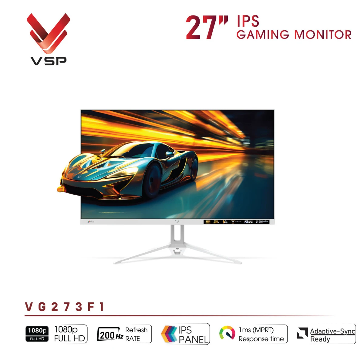 Màn hình VSP VG273F1 White - 27 inch - FHD - IPS - 200HZ - New