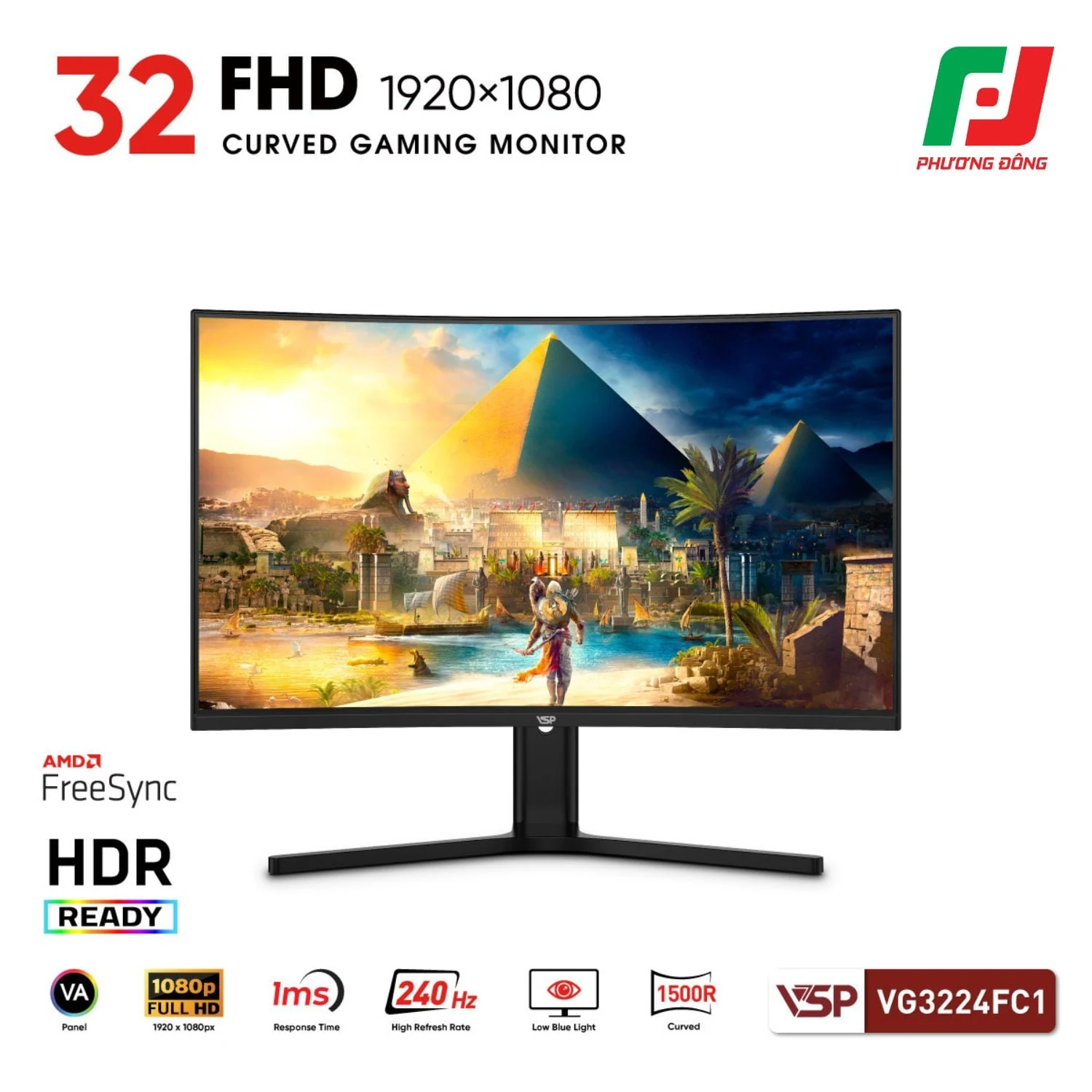 Màn hình VSP VG3224FC1 - 31,5 inch - FHD - VA Cong - 240HZ - New
