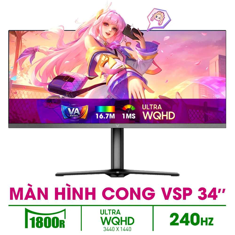 Màn hình VSP VG3424UC - 34 inch - UWQHD - VA Cong - 240HZ - New