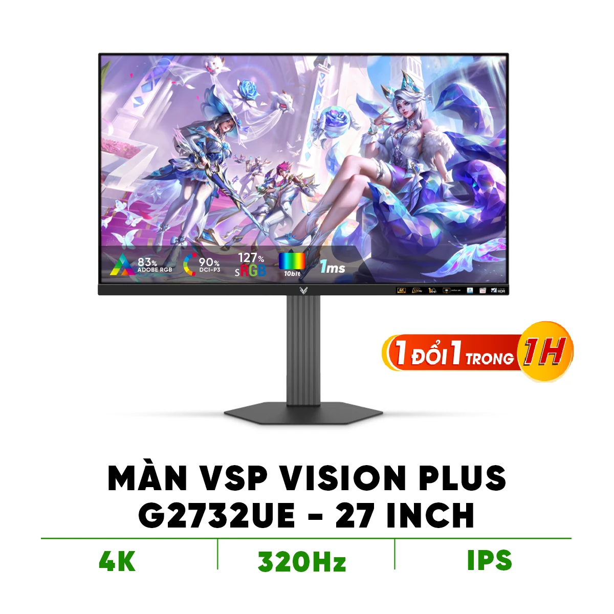 Màn hình VSP Vision Plus G2732UE - 27 inch - 4K UHD / FHD Dual Mode - Fast IPS - 320HZ - New