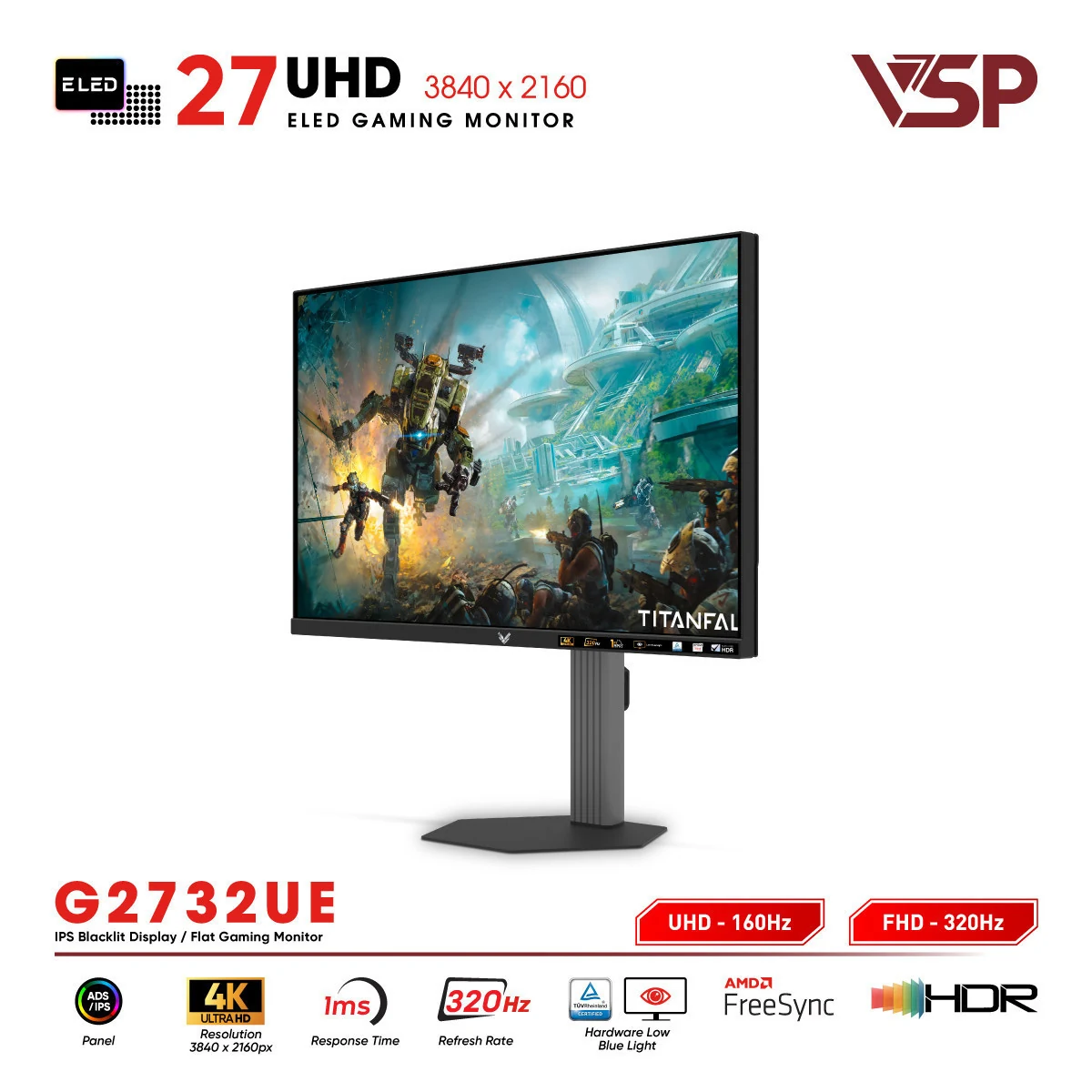Màn hình VSP Vision Plus G2732UE - 27 inch - 4K UHD / FHD Dual Mode - Fast IPS - 320HZ - New