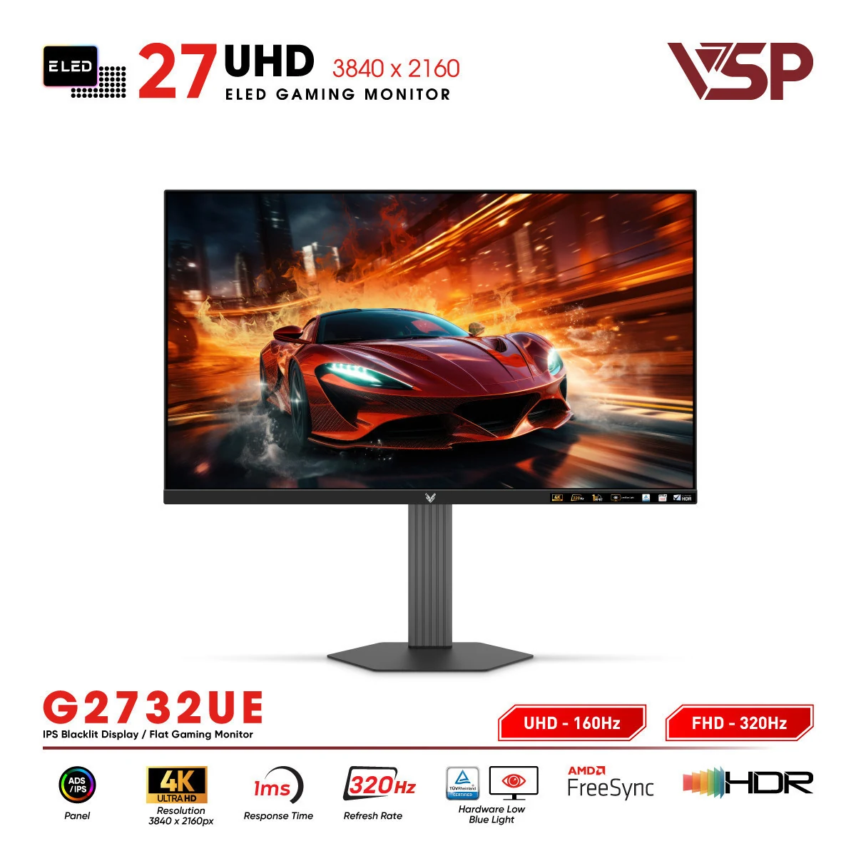 Màn hình VSP Vision Plus G2732UE - 27 inch - 4K UHD / FHD Dual Mode - Fast IPS - 320HZ - New