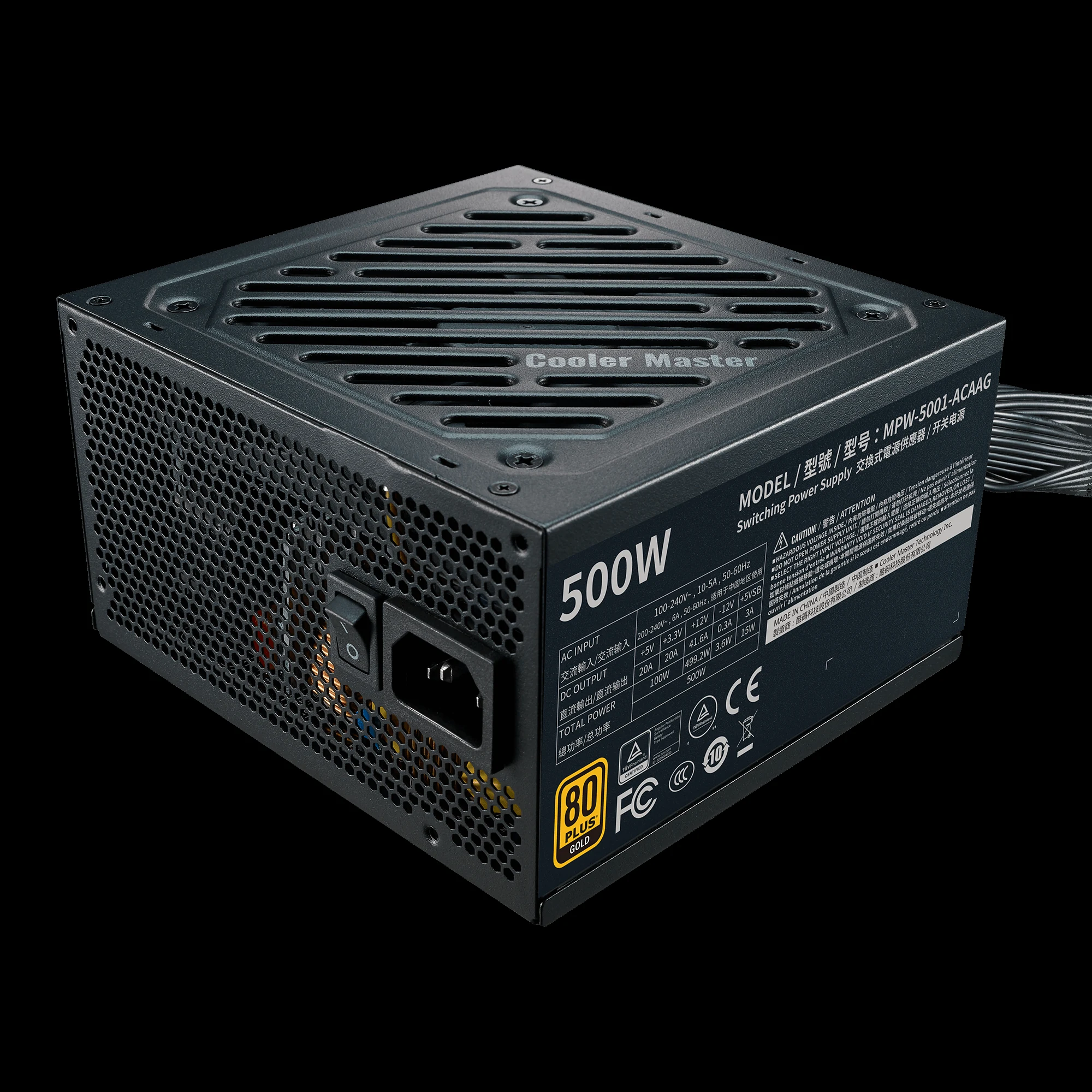 Nguồn PC Cooler Master G500 Gold - 80 Plus Gold - Non Modular - New