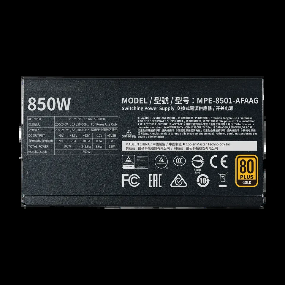 Nguồn PC Cooler Master MWE 850 Bronze V2 Full Modular - 80 Plus Bronze - Full Modular - New