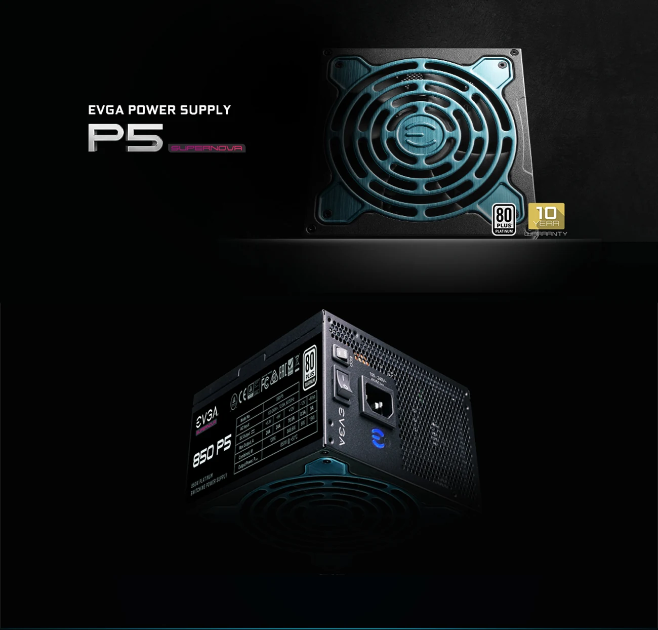 Nguồn PC EVGA SuperNOVA 850 P5 - 80 Plus Platinum - Full Modular - New