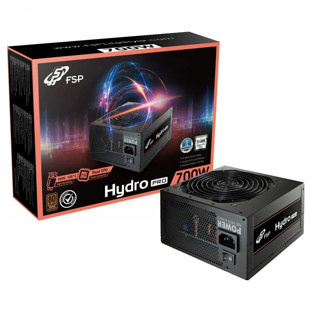 Nguồn PC FSP Hydro K PRO 700W - 80 Plus Bronze - Non Modular - New