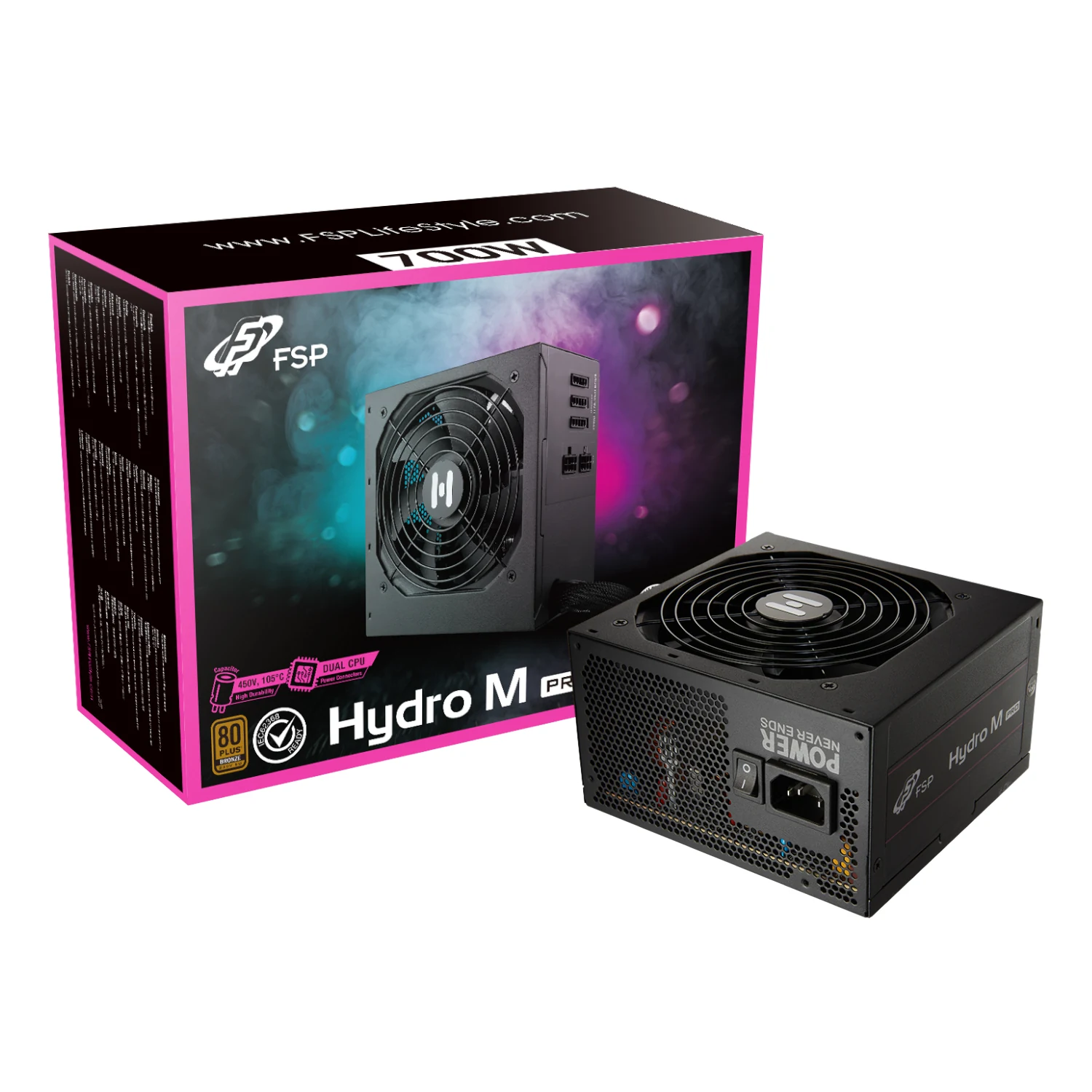 Nguồn PC FSP Hydro M PRO 700W - 80 Plus Bronze - Semi Modular - New