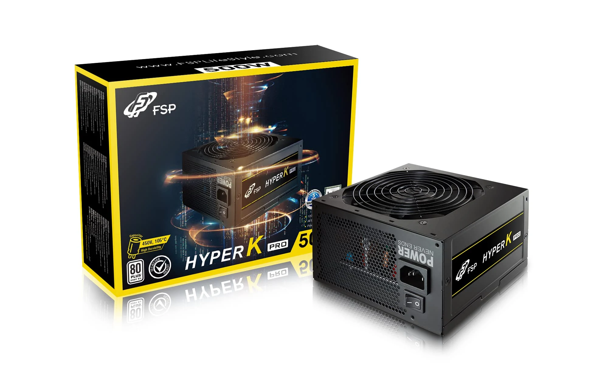 Nguồn PC FSP HYPER K PRO 500W - 80 Plus White - Non Modular - New