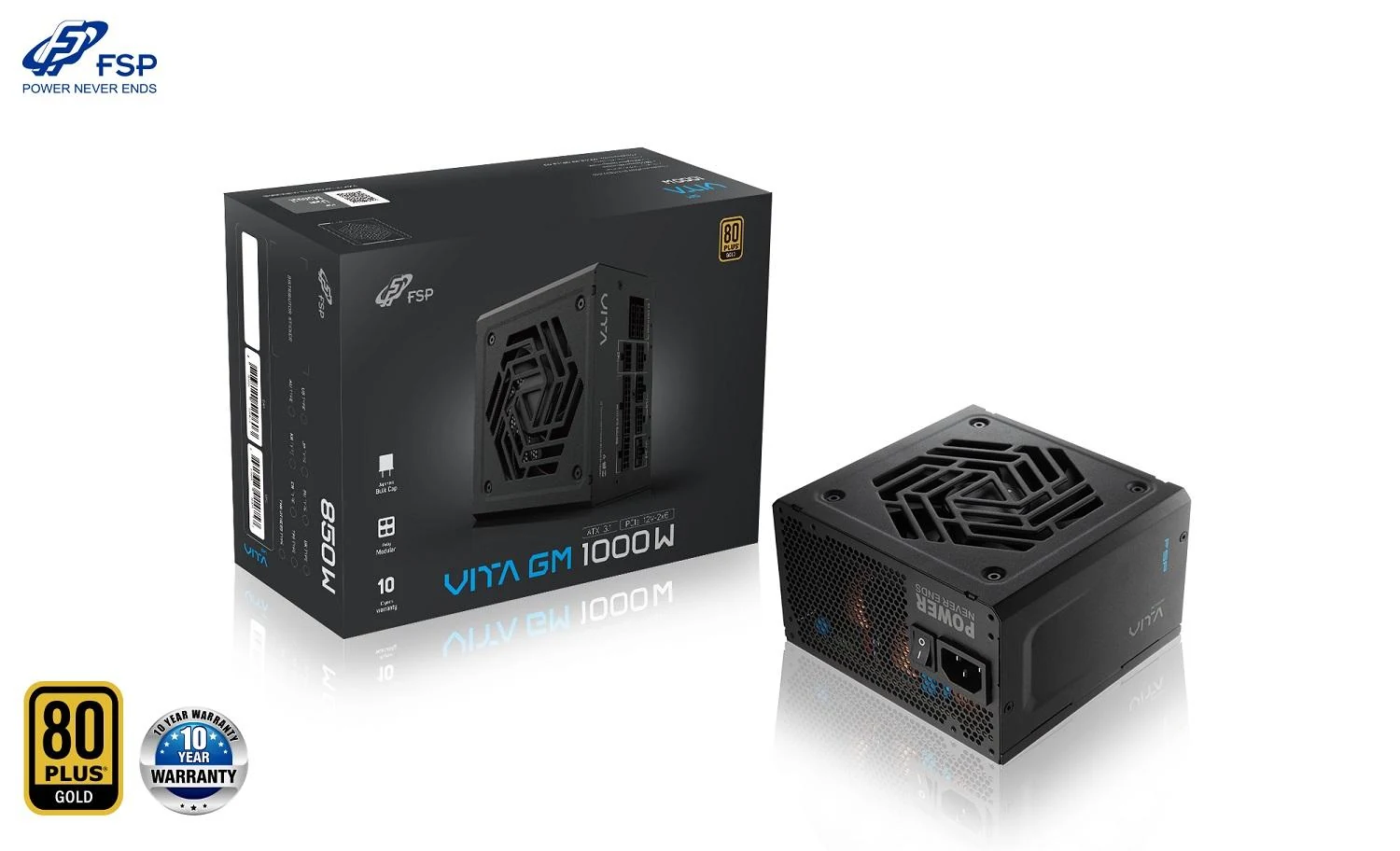 Nguồn PC FSP VITA GM 1000W - 80 Plus Gold - Full Modular - New