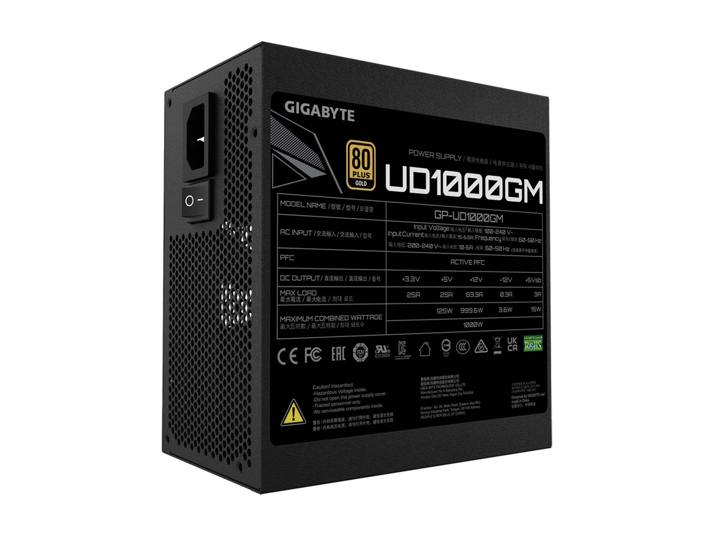 Nguồn PC GIGABYTE UD1000GM - 80 Plus Gold - Full Modular - New