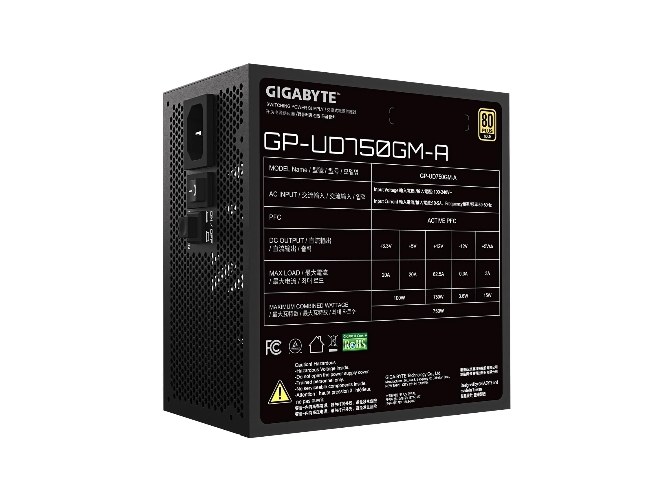Nguồn PC GIGABYTE UD750GM - 80 Plus Gold - Full Modular - New
