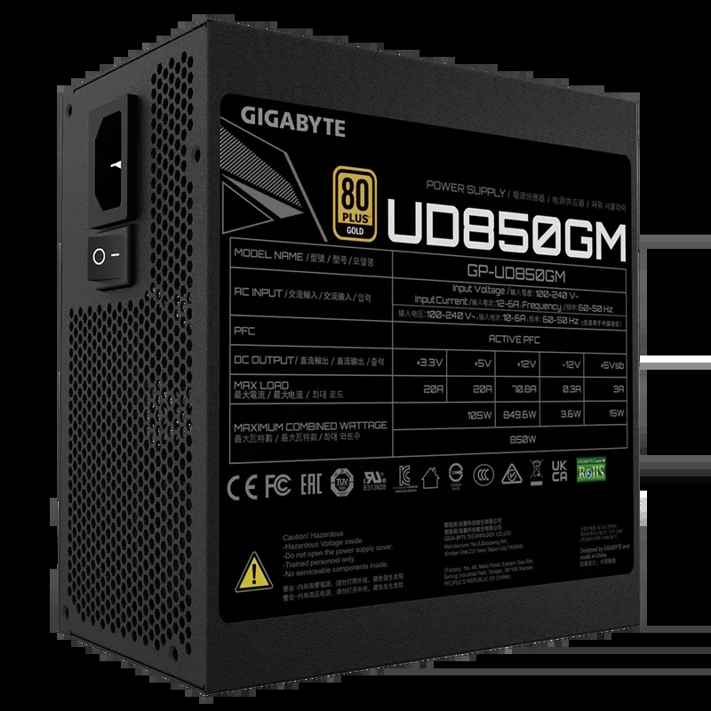 Nguồn PC GIGABYTE UD850GM - 80 Plus Gold - Full Modular - New