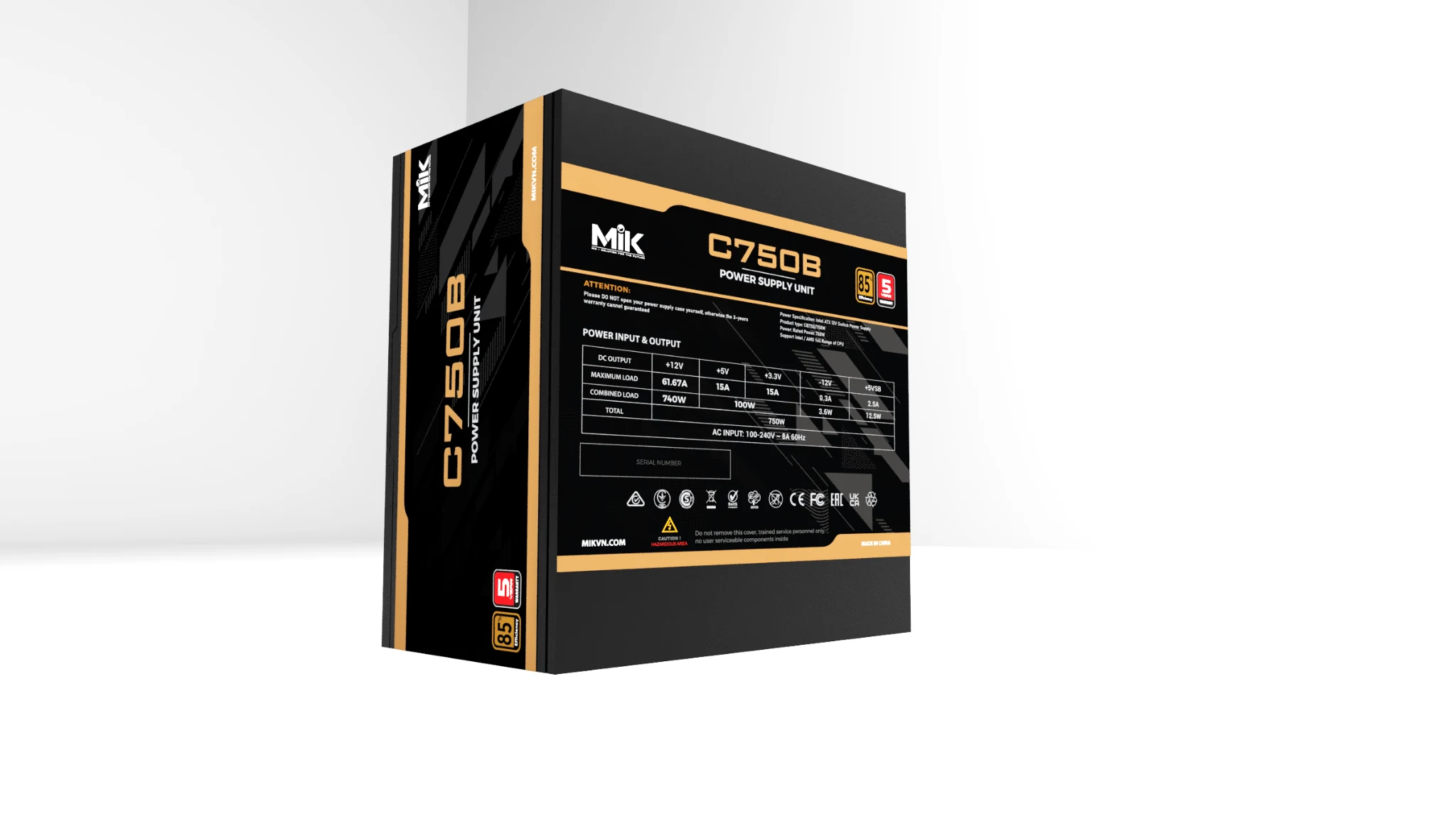 Nguồn PC MIK C750B - 80 Plus Bronze - Non Modular - New