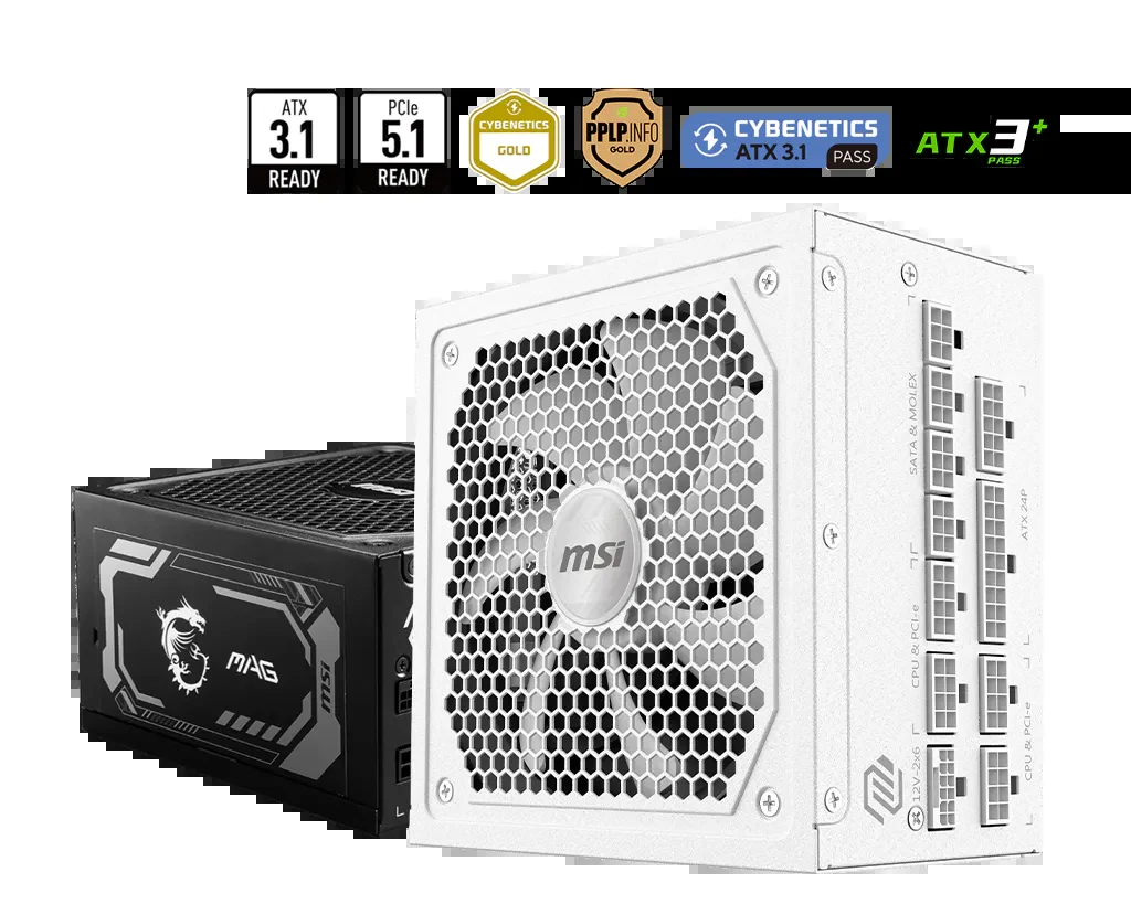 Nguồn PC MSI MAG A1000GL PCIE5 - 80 Plus Gold - Full Modular - New