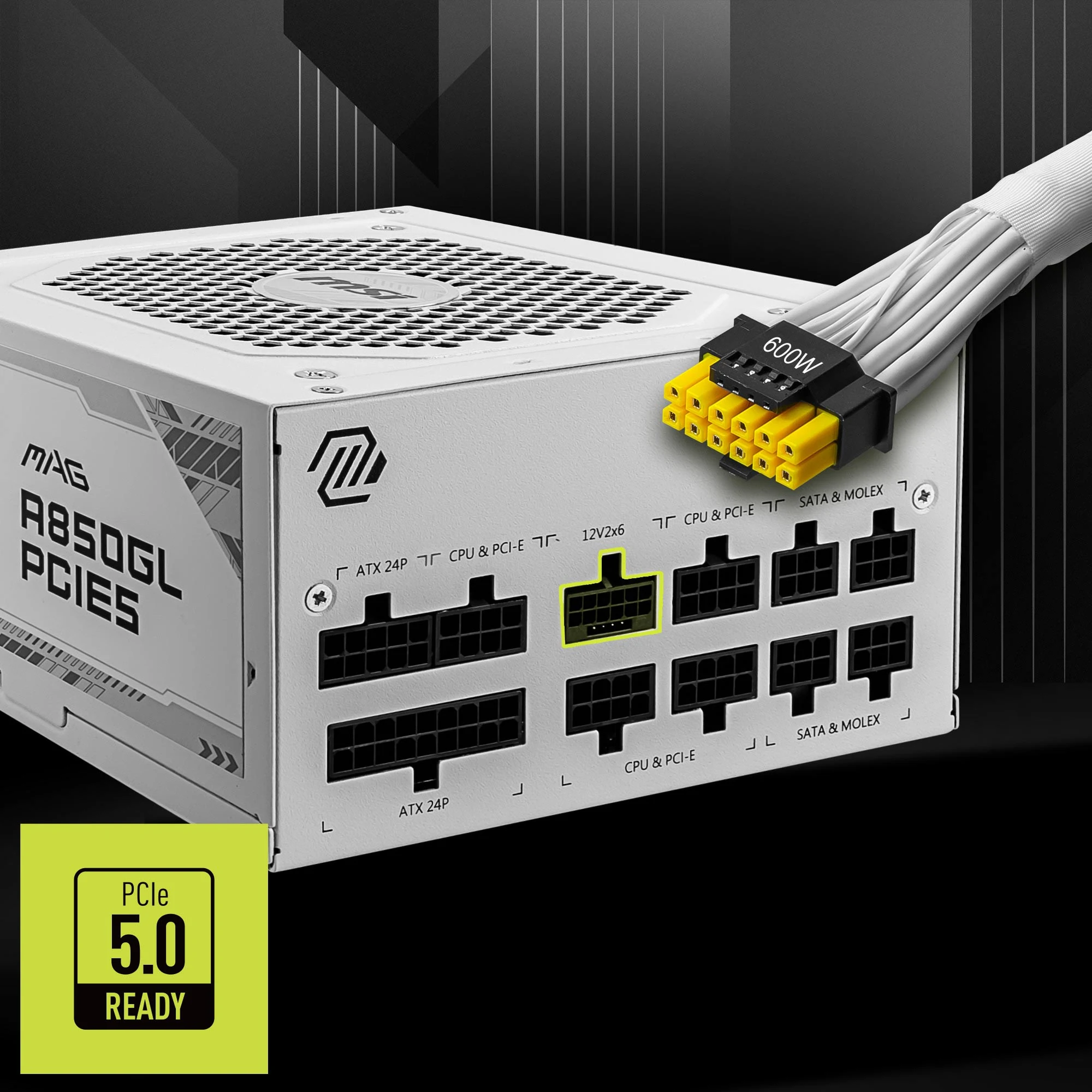 Nguồn PC MSI MAG A850GL PCIE5 White - 80 Plus Gold - Full Modular - New