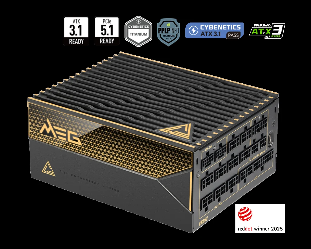Nguồn PC MSI MEG Ai1600T PCIE5 - 80 Plus Titanium - Full Modular - New