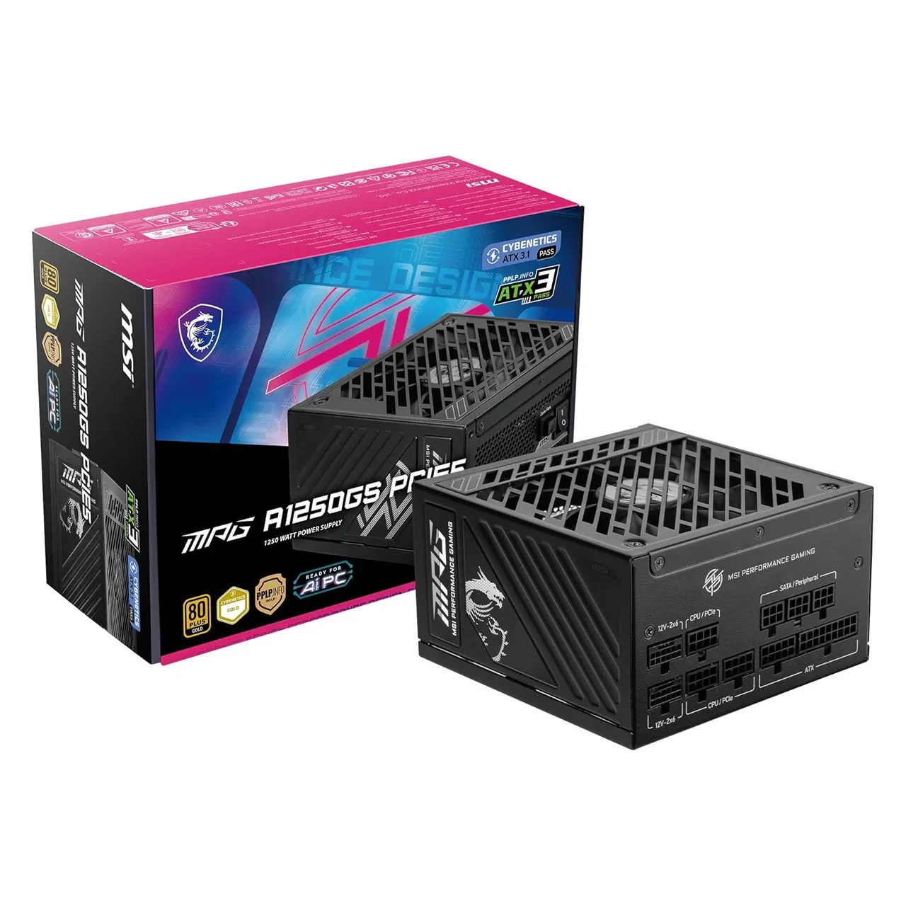 Nguồn PC MSI MPG A1250GS PCIE5 - 80 Plus Gold - Full Modular - New