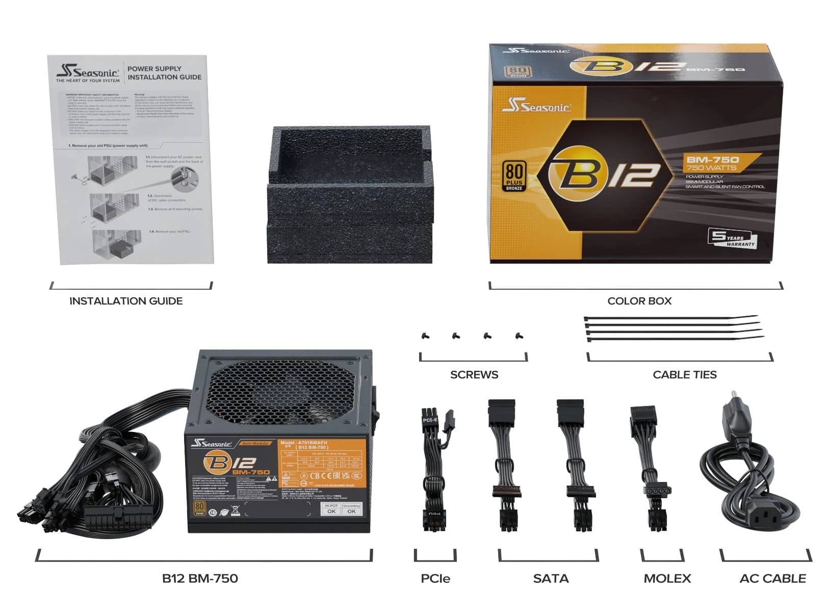 Nguồn PC Seasonic B12 BC 650W - 80 Plus Bronze - Non Modular - New