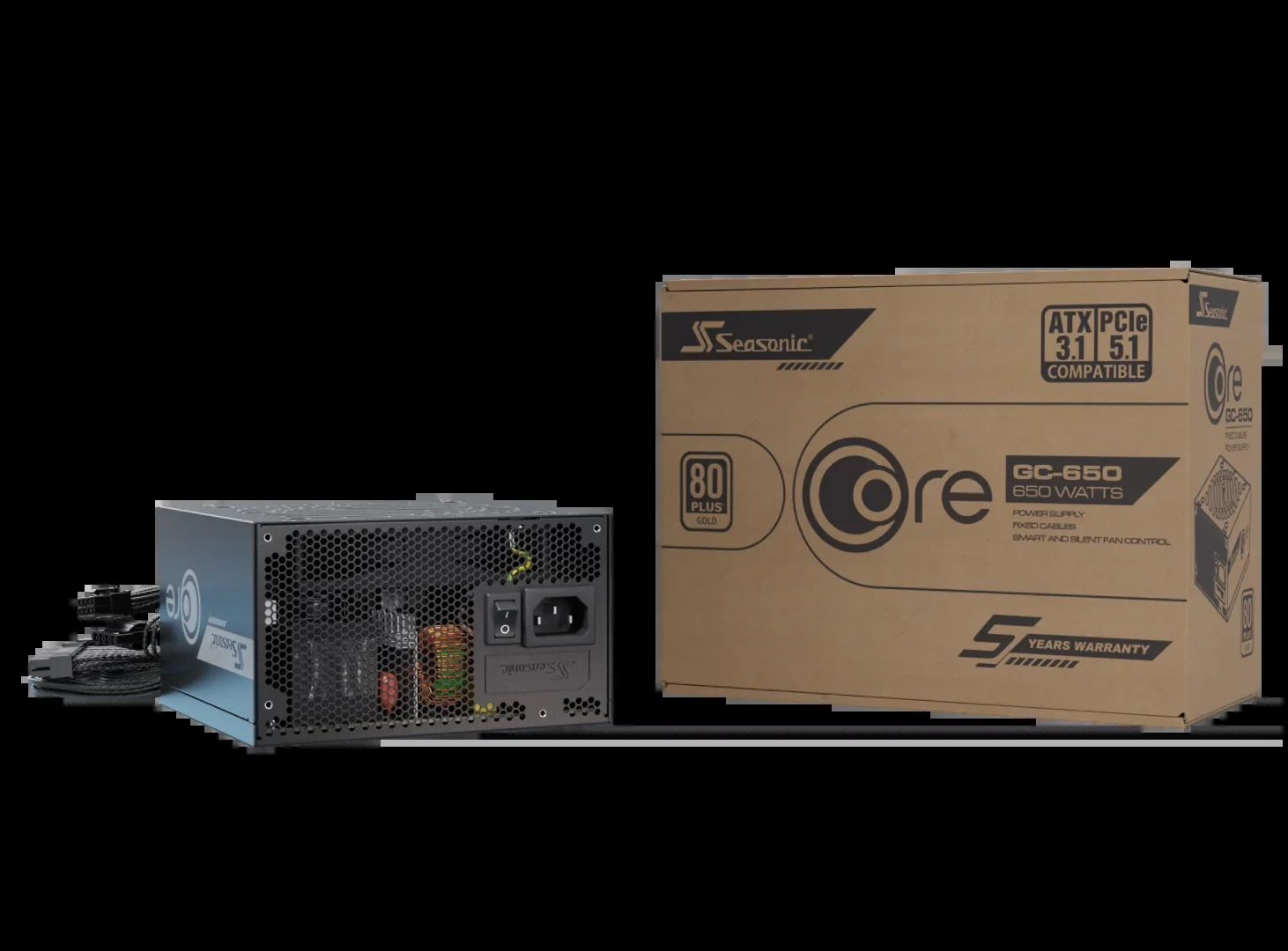 Nguồn PC Seasonic CORE GC 650W - 80 Plus Gold - Non Modular - New