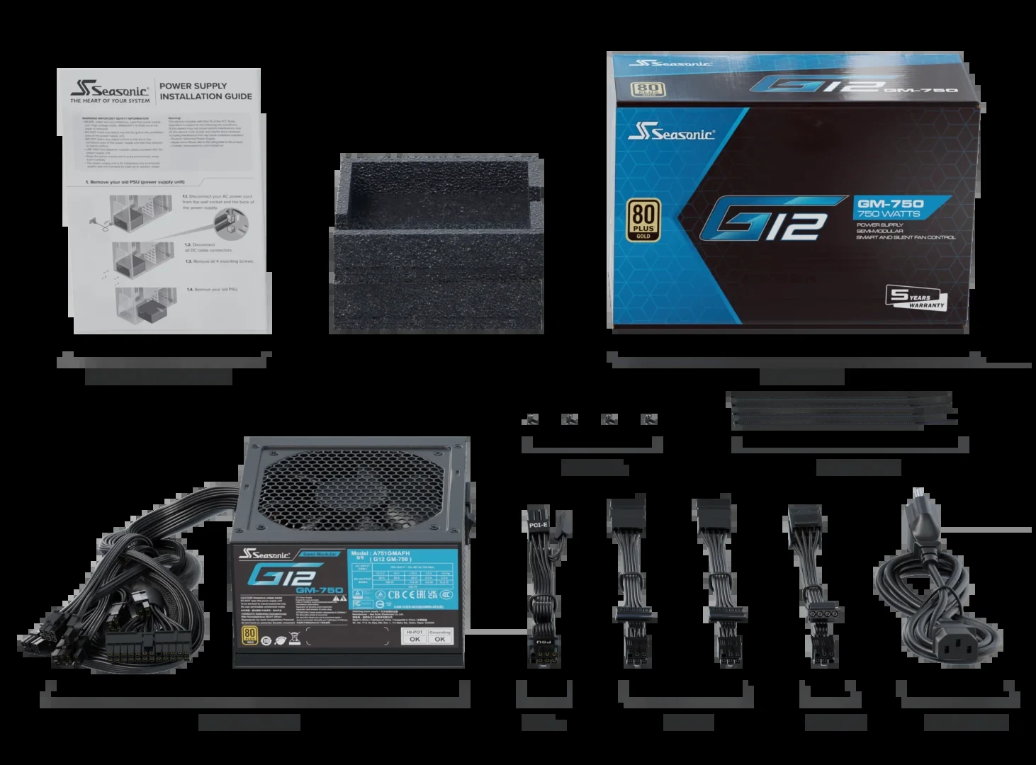 Nguồn PC Seasonic G12 GM 550W - 80 Plus Gold - Semi Modular - New