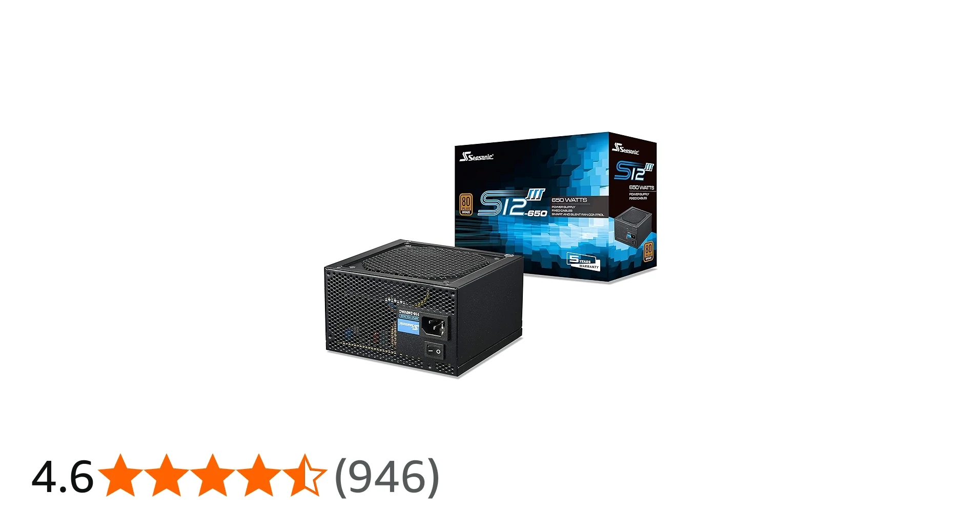 Nguồn PC Seasonic S12III 650W - 80 Plus Bronze - Non Modular - New