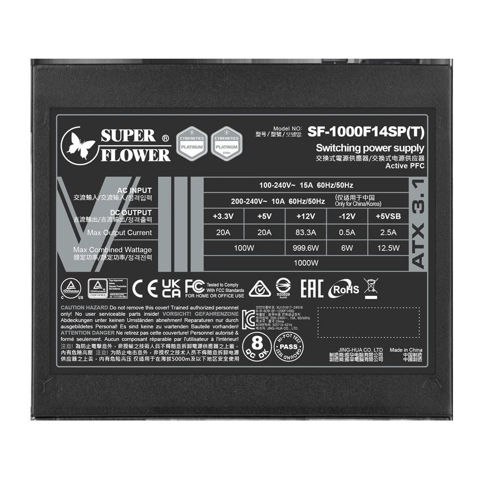 Nguồn PC Super Flower Leadex VIII Platinum PRO 1000W ATX 3.1 - 80 Plus Platinum - Full Modular - New