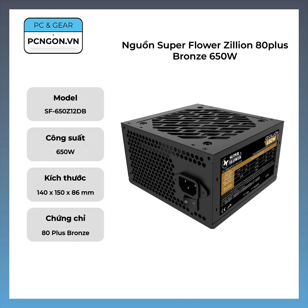 Nguồn PC Super Flower Zillion DB 650W - 80 Plus Bronze - Non Modular - New