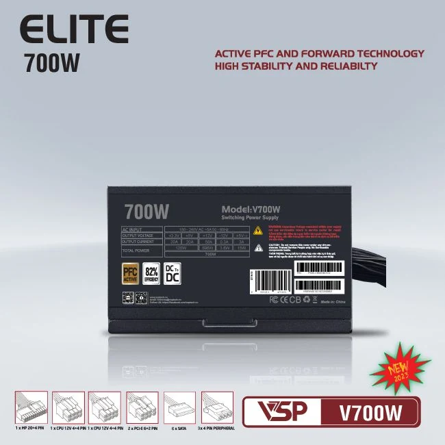 Nguồn PC VSP ATX-700W - Non Modular - New