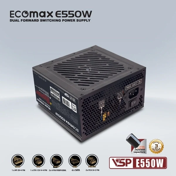 Nguồn PC VSP EcoMax E550W - Non Modular - New