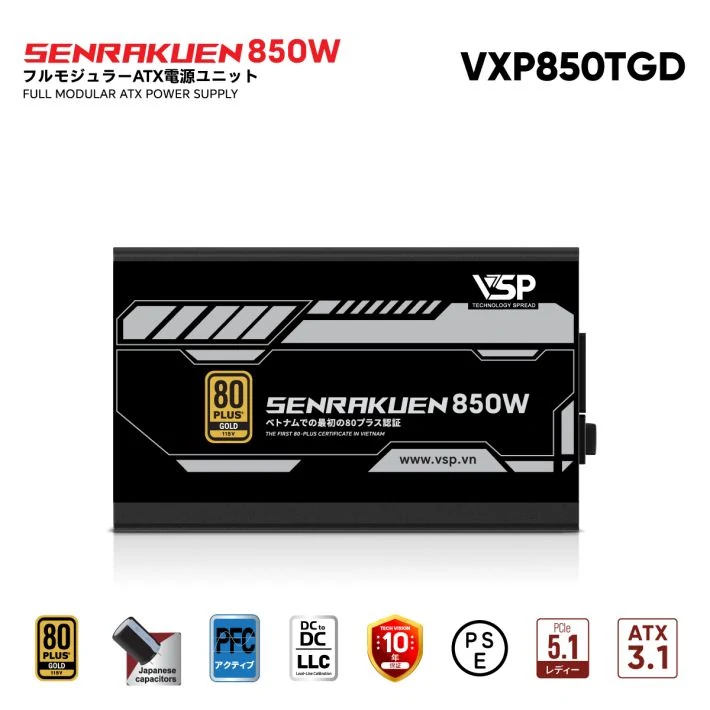 Nguồn PC VSP MEGAMAX VS850D 850W - Non Modular - New