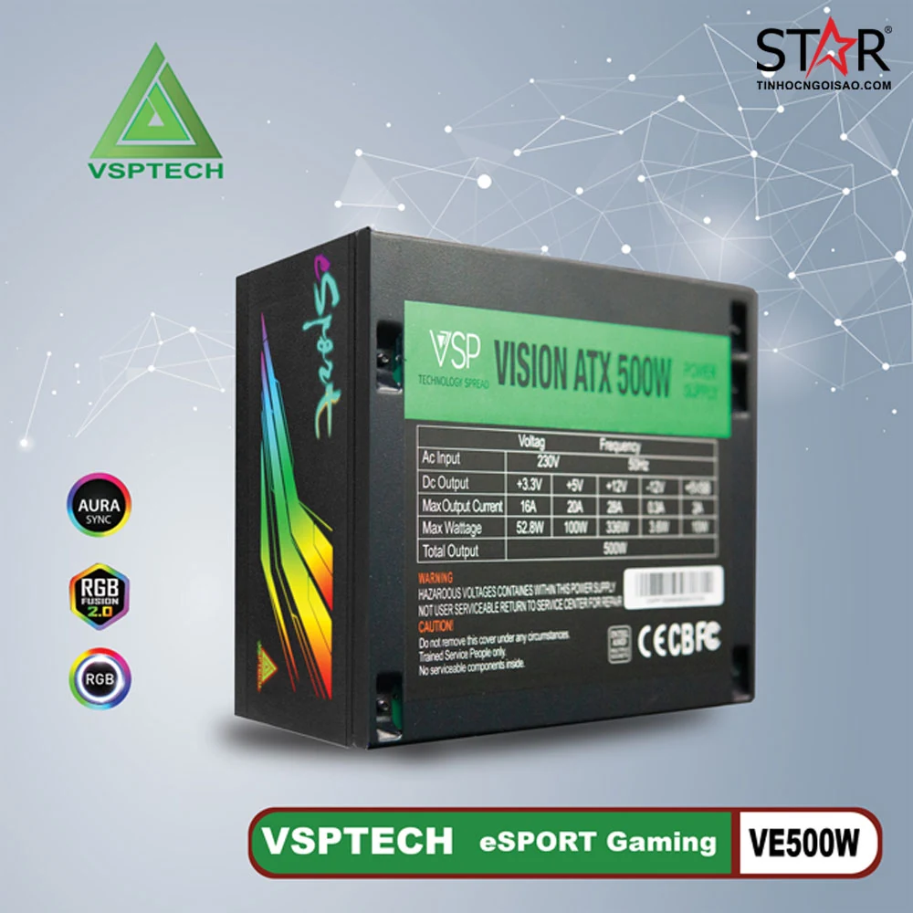 Nguồn PC VSP Vision 500W - Non Modular - New