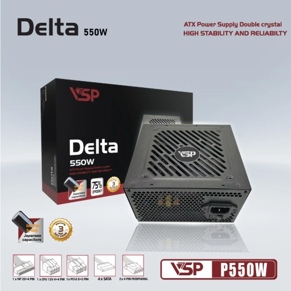 Nguồn PC VSP Vision 500W - Non Modular - New