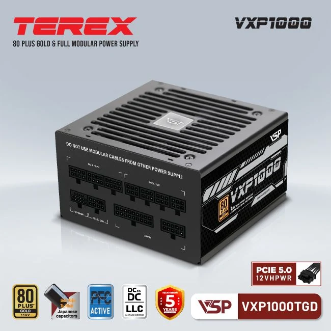 Nguồn PC VSP VXP1000SGVN ATX 3.1 1000W - 80 Plus Gold - Full Modular - New