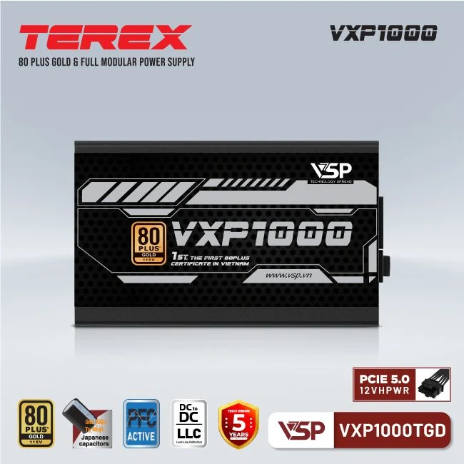 Nguồn PC VSP VXP1000SGVN ATX 3.1 1000W - 80 Plus Gold - Full Modular - New