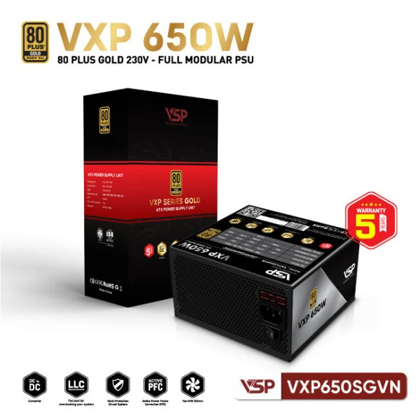 Nguồn PC VSP VXP1200SGVN ATX 3.1 1200W - 80 Plus Gold - Full Modular - New