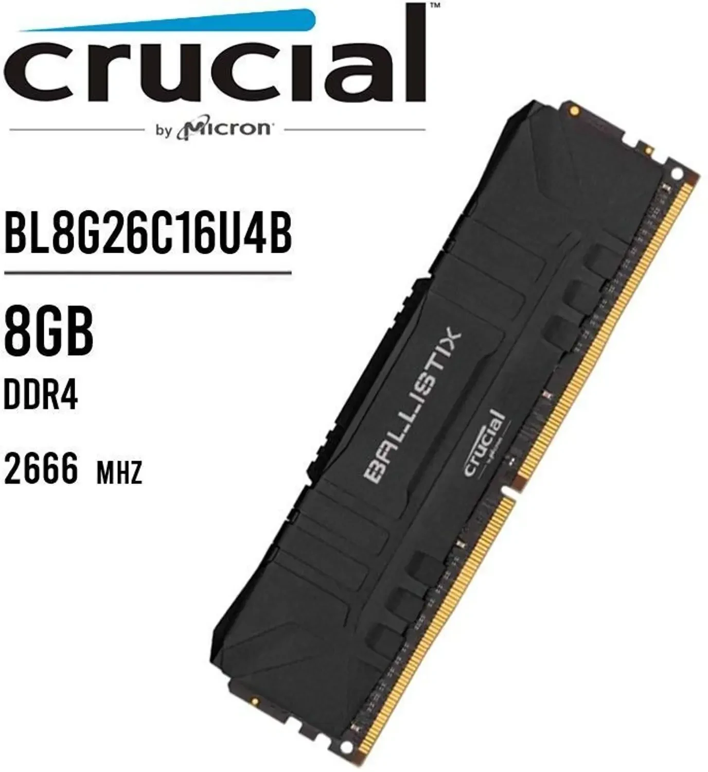 RAM Crucial Ballistix DDR4 8GB 2666MHz Black - BL8G26C16U4B
