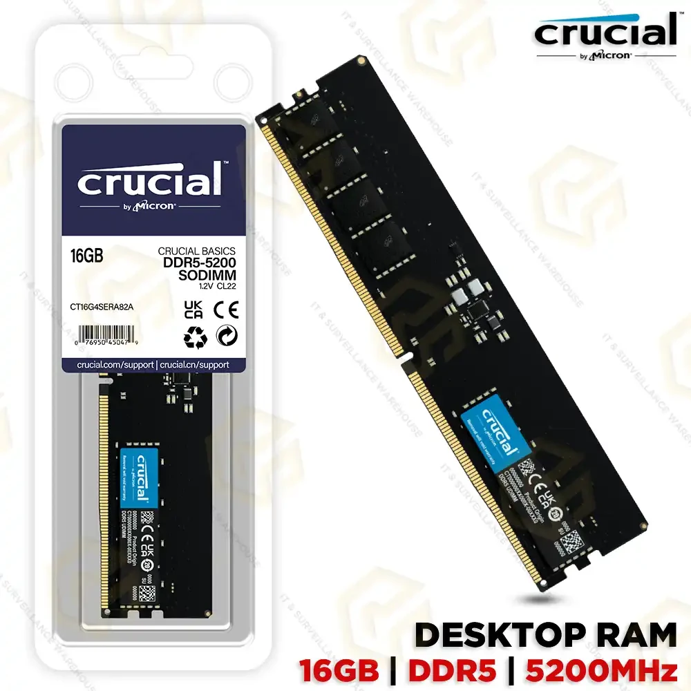 RAM Crucial DDR5 UDIMM 16GB Kit 2x8GB 5200MHz - CT2K8G52C42U5