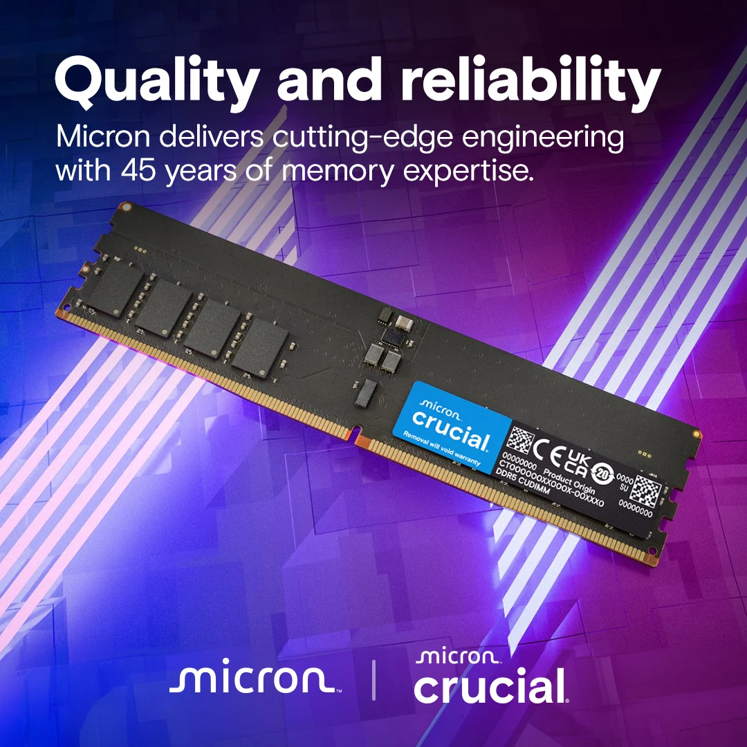 RAM Crucial DDR5 UDIMM 64GB Kit 2x32GB 5200MHz - CT2K32G52C42U5