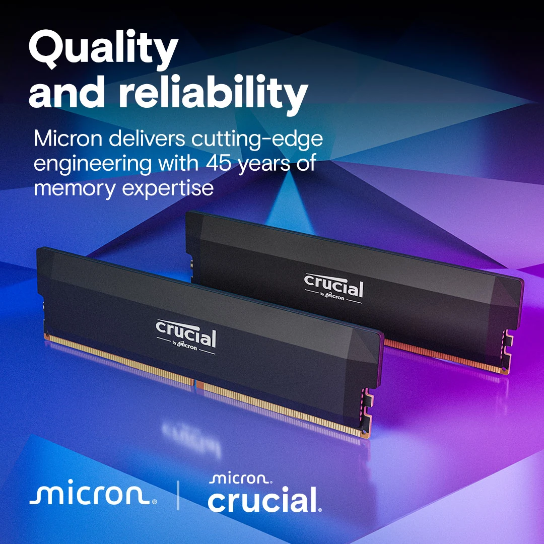 RAM Crucial Pro Overclocking DDR5 UDIMM 32GB Kit 2x16GB 6000MHz White - CP2K16G60C36U5W