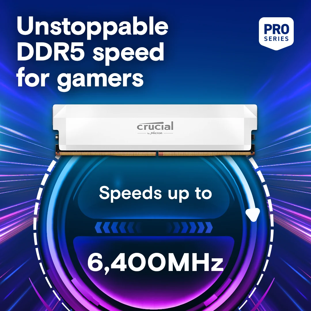 RAM Crucial Pro Overclocking DDR5 UDIMM 32GB Kit 2x16GB 6400MHz White - CP2K16G64C38U5W