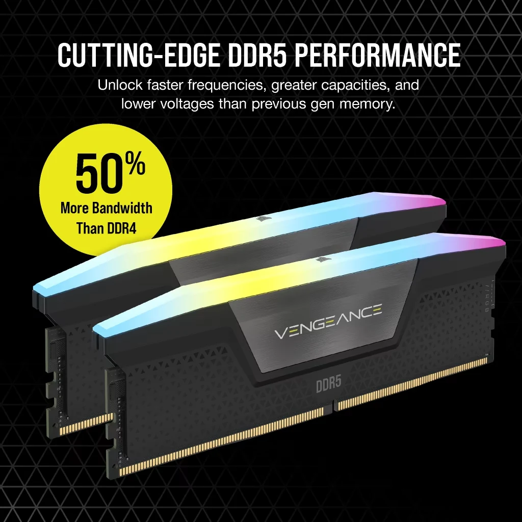 RAM Corsair Vengeance RGB 16GB (1x16GB) DDR5 6000MHz - Black - New