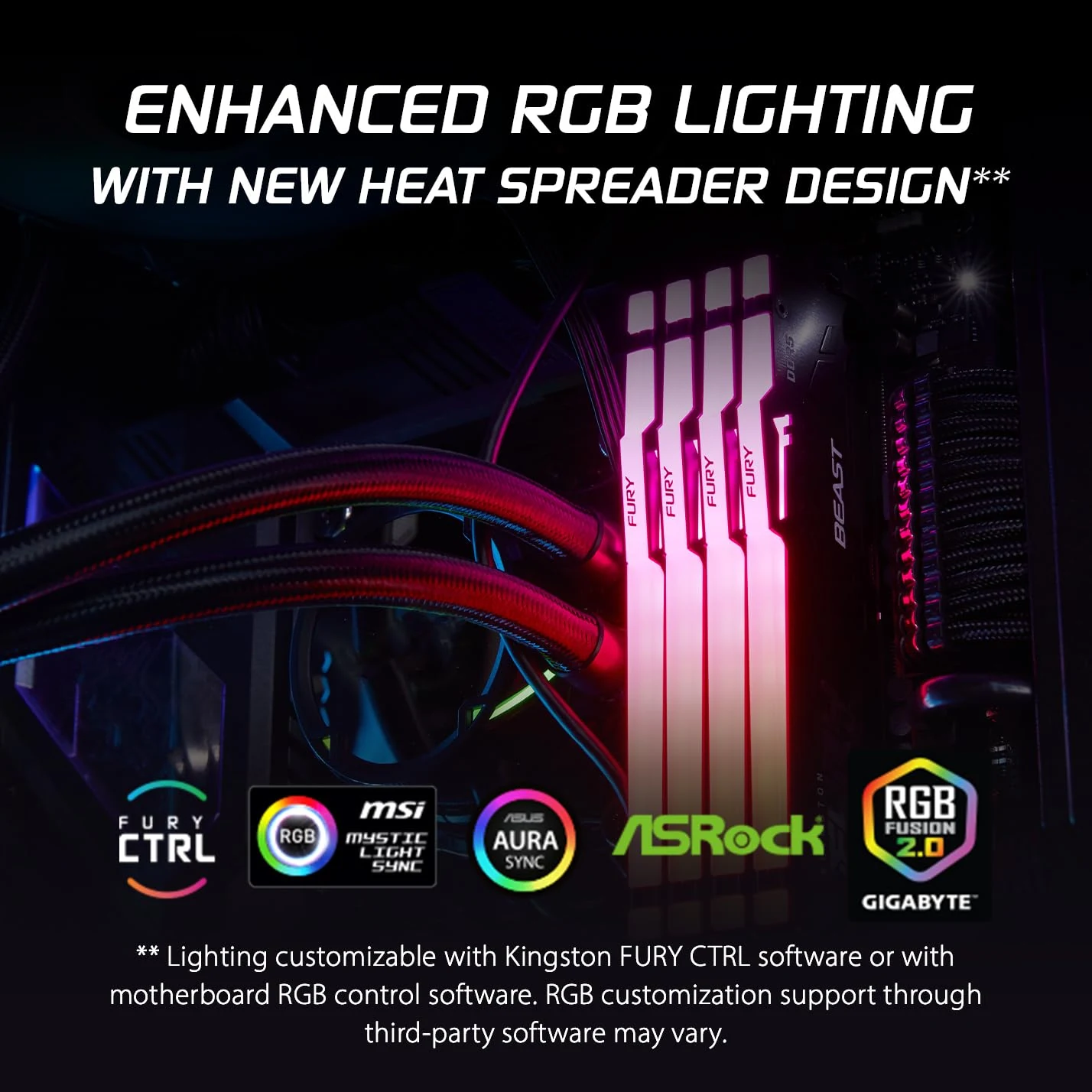 RAM Kingston FURY Beast RGB 32GB (2x16GB) DDR5 6000MHz - Black - New