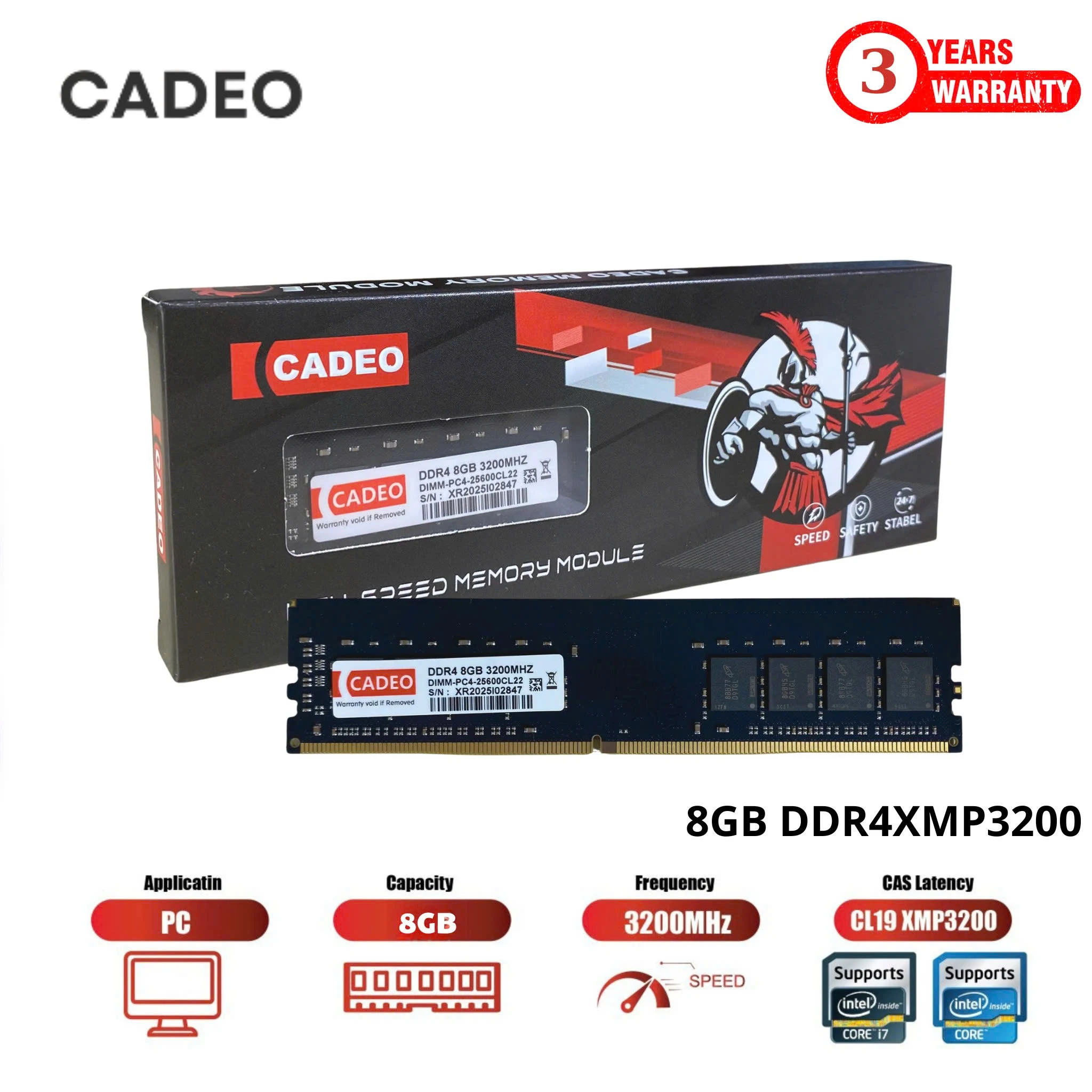 RAM PC CADEO DDR4 8GB (1x8GB) 3200MHz - NEW